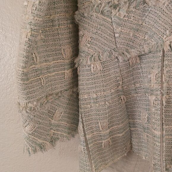 Lafayette 148 NY Reagan tweed button aqua green  blazer jacket size 2 - Picture 7 of 7